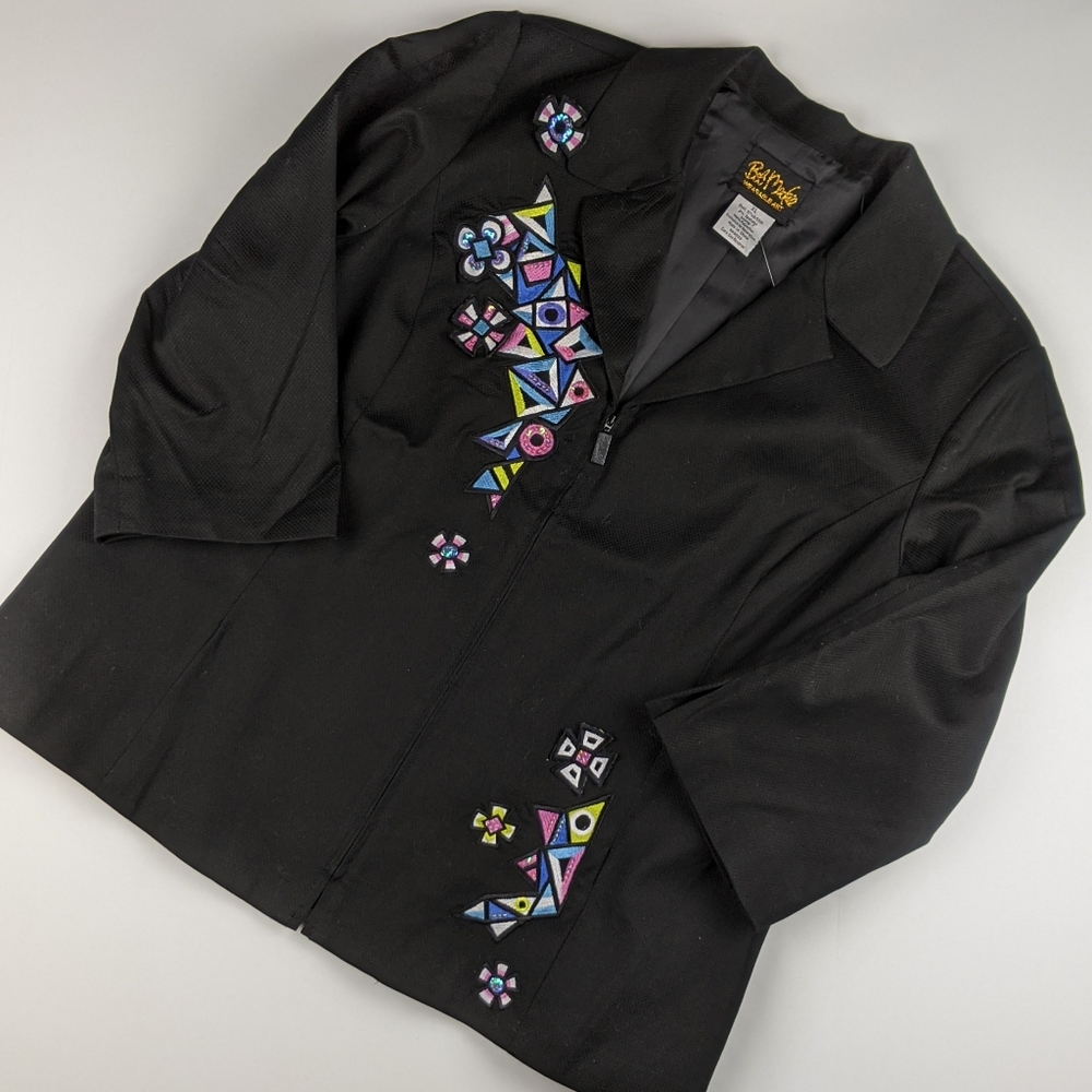 Bob Mackie Wearable Art Zip Up Blazer Jacket XL